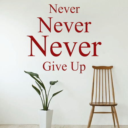 Never Never Never Give Up Wall Quote Decal - view 2