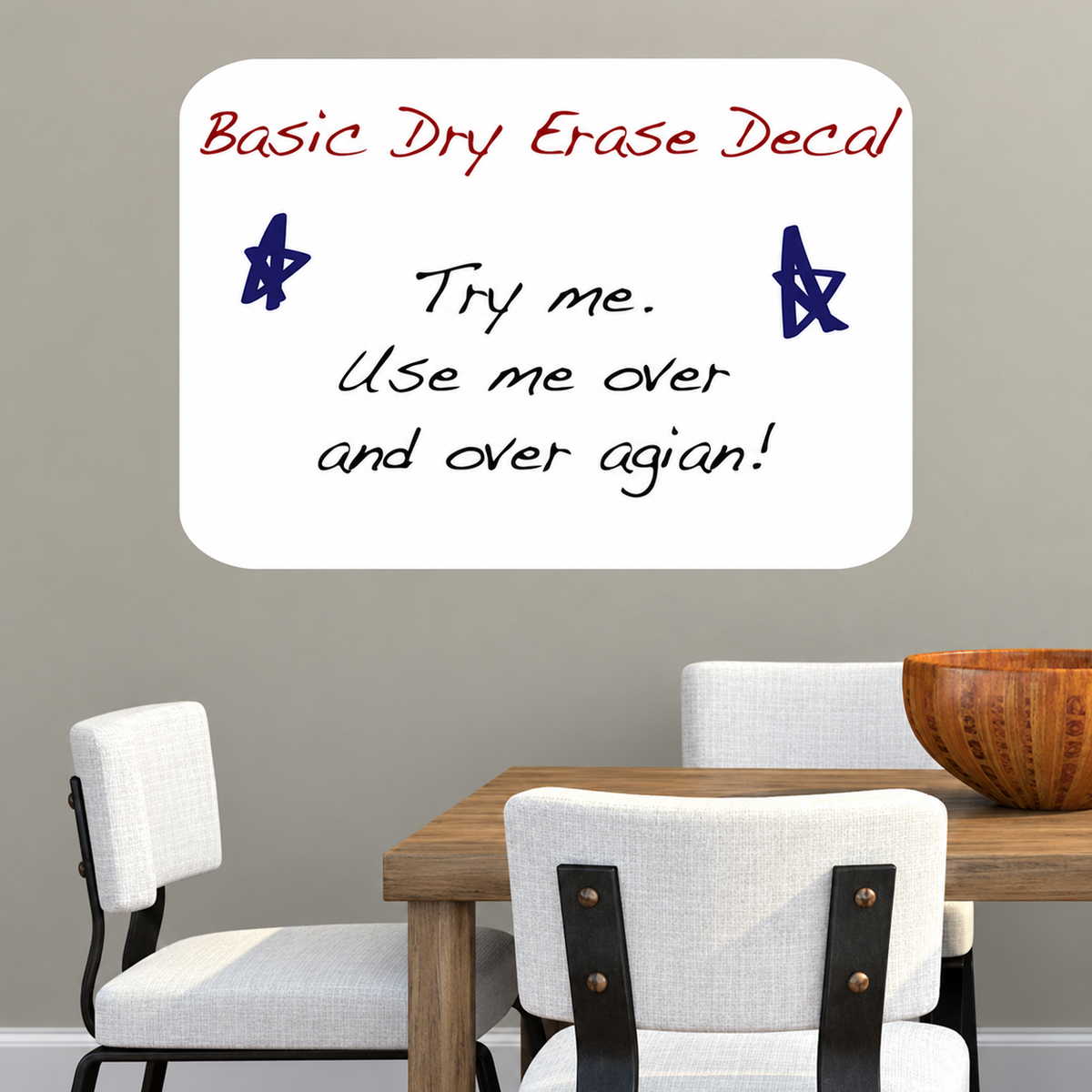 Dry Erase Wall Decals in enhanced original room photo
