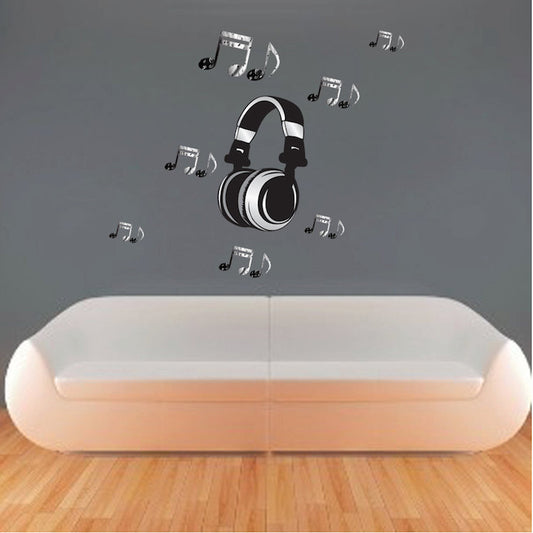 Headphone Music Wall Decal