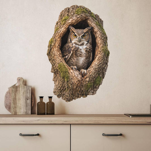 3D Realistic Owl Wall Decal