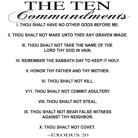 Ten Commandments Wall Quote Decal