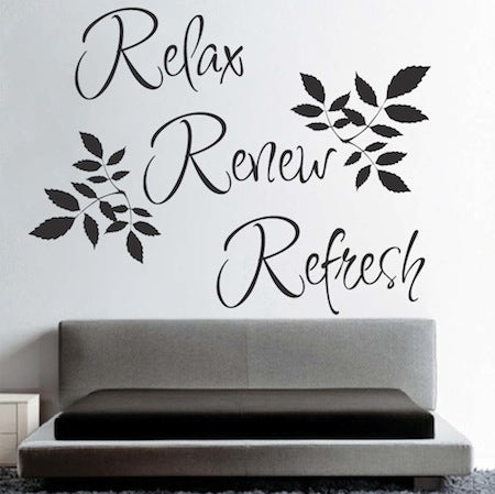 Relax Renew Refresh Wall Quote Decal - view 2