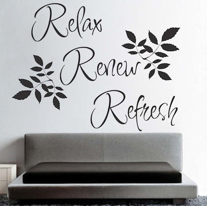 Relax Renew Refresh Wall Quote Decal - view 2