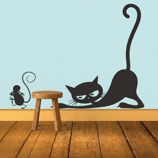 Cat Chasing Mouse Wall Decal Set - view 1