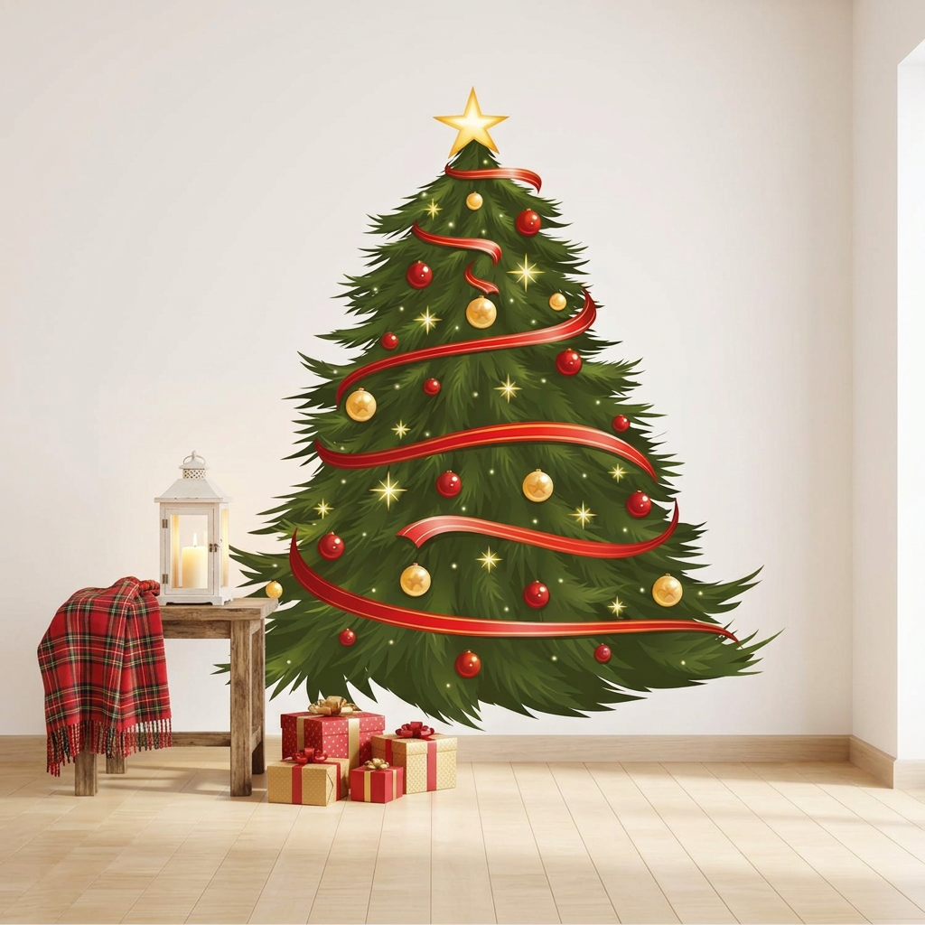 Decorated Christmas Tree Decal