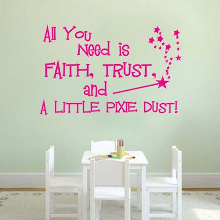 Faith Trust and Pixie Dust Wall Quote Decal - view 2