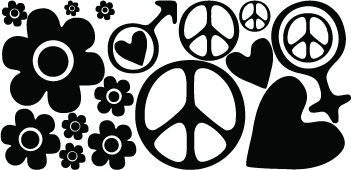 Retro Flower and Heart Wall Decal Kit - Design 1 - view 3