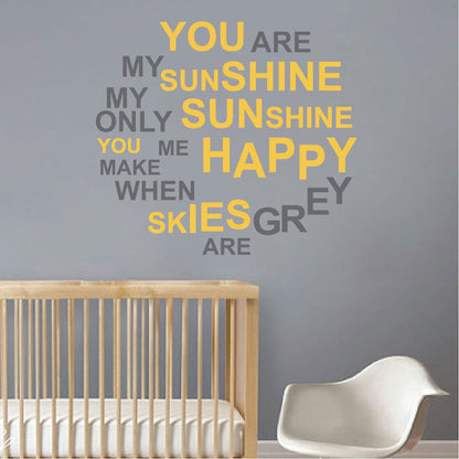 You Are My Sunshine Two Color Wall Quote Decal - view 2