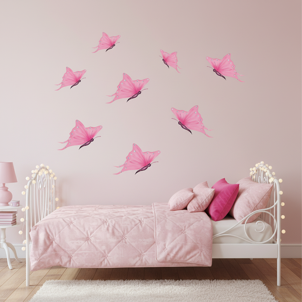 Pink Butterfly Decal Set