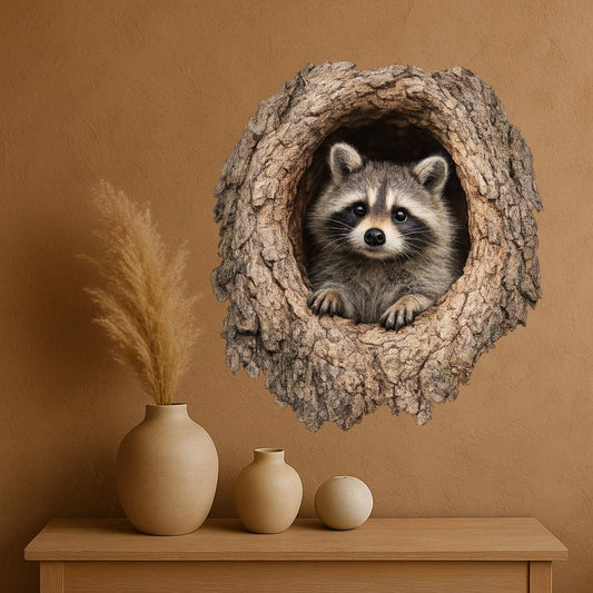 3D Realistic Raccoon Wall Decal