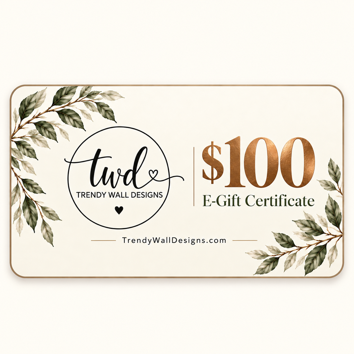 Trendy Wall Designs $100 e-gift certificate