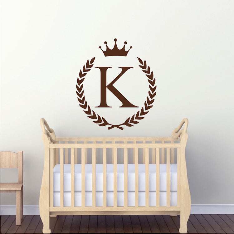 Personalized Wreath Initial Wall Decal - view 2