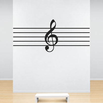 Treble Clef and Music Staff Wall Decal