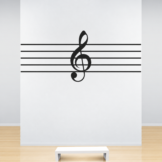 Treble Clef and Music Staff Wall Decal