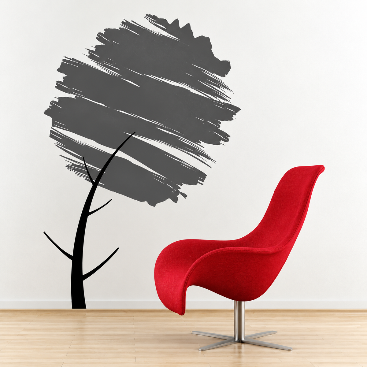 Brushstroke Tree Wall Decal in enhanced original setting