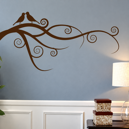Love Birds on Branch Wall Decal in enhanced original setting