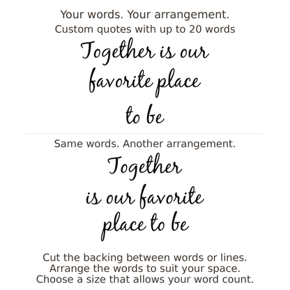Large readable custom quote guide showing two arrangements with the same letter size