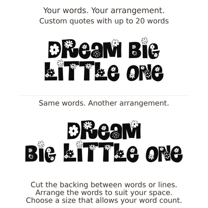 Large readable custom quote guide showing two arrangements with the same letter size