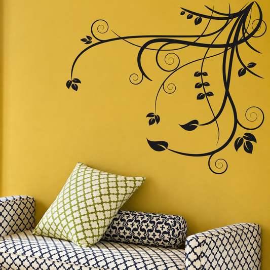 Floral Corner Adornment Wall Decal in enhanced original setting
