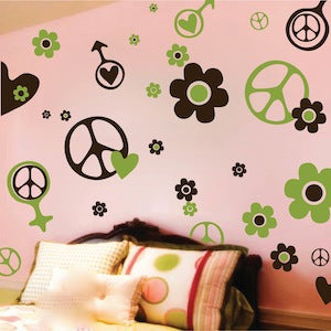 Retro Flower and Heart Wall Decal Kit - Design 1 - view 2