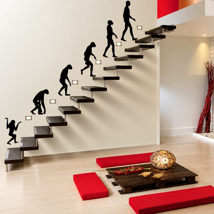 Human Evolution Wall Decal Set in the enhanced original room setting