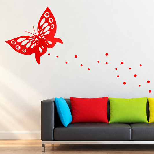 Butterfly and Dots Wall Decal Set in the enhanced original room setting