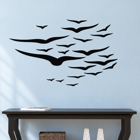 Romantic Flying Birds Wall Decal in the enhanced original room setting