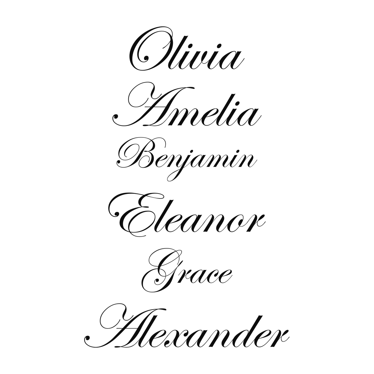 Six crisp personalized name examples