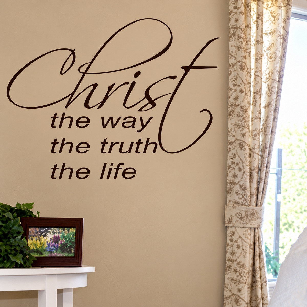 44q wall quote decal shown in a room