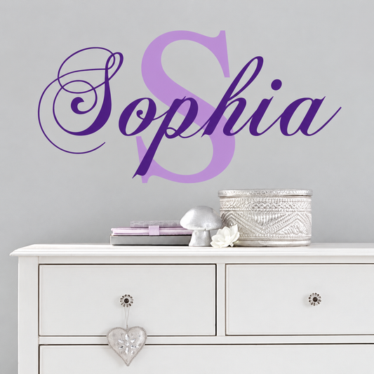 45n personalized wall decal shown in a room