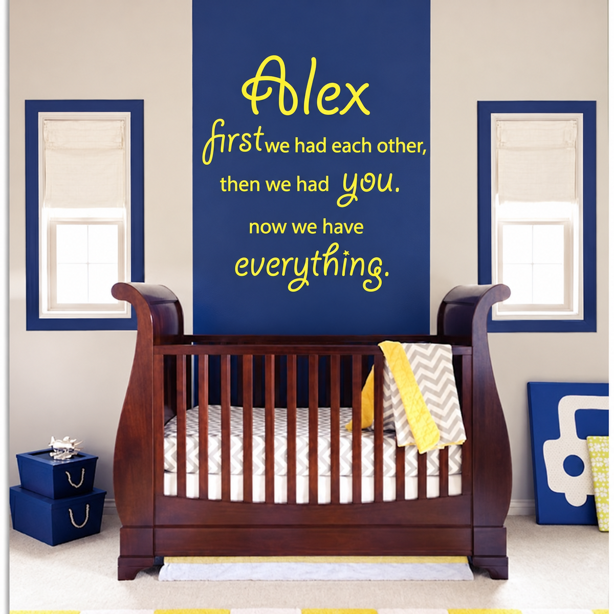 first we had each other then we had you personalized wall quote decal displayed on a wall