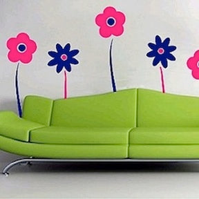 Flower and Stem Wall Decal Set - view 1