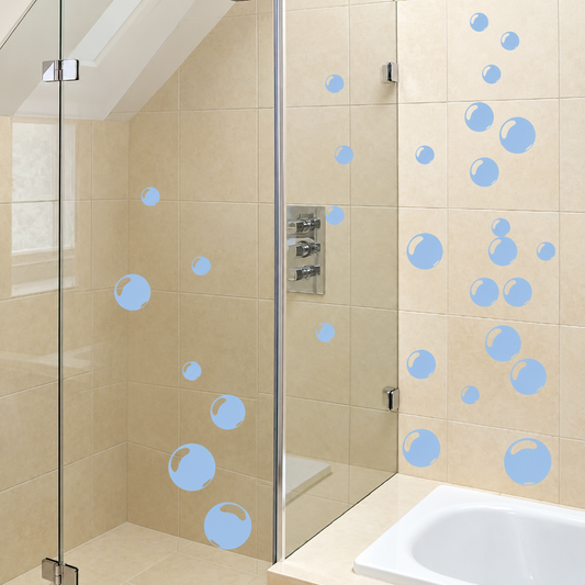 Bubble Wall Decals - Set of 30, enhanced original photo with original decal size and layout