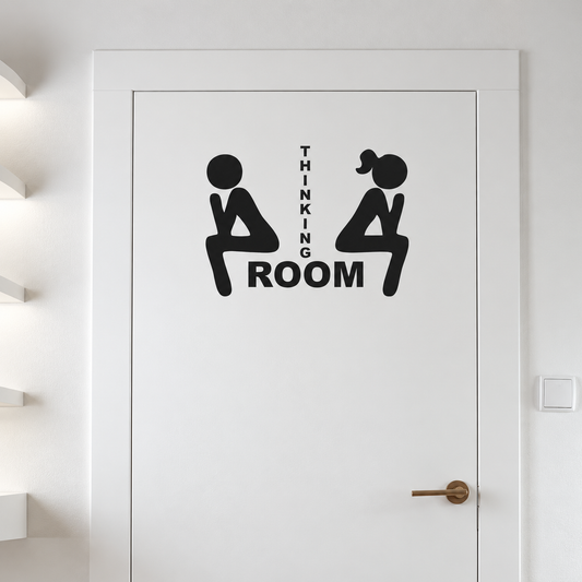 Thinking Room Bathroom Wall Decal, enhanced original photo with original decal size and layout