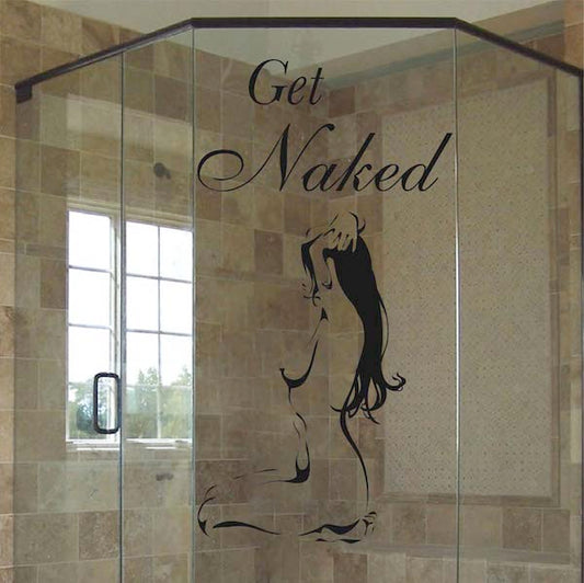 Get Naked Bathroom Saying Wall Quote Decal - view 2