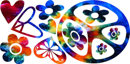 Tie-Dye Peace Sign Decal Set