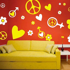 Retro Flower and Heart Wall Decal Kit - Design 2 - view 3