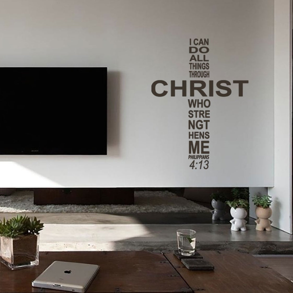 Inspirational Cross Wall Quote Decal