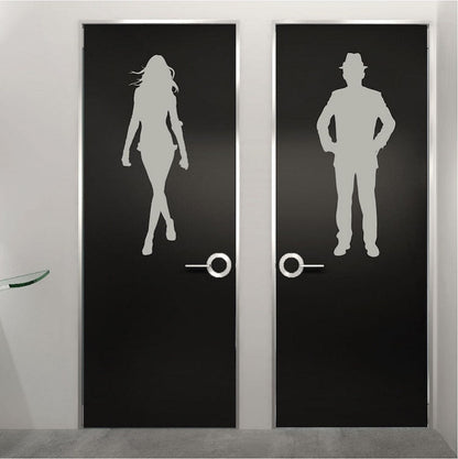 Modern Restroom Door Decal Set — original product photo