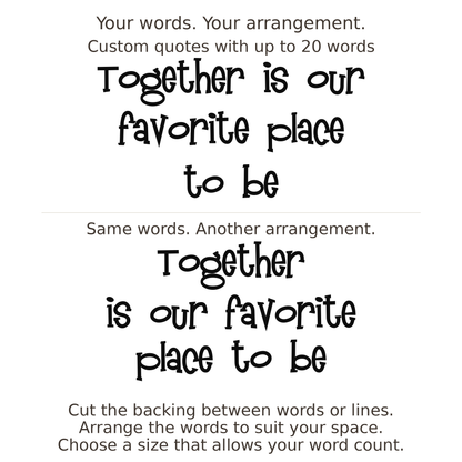 Large readable custom quote guide showing two arrangements with the same letter size