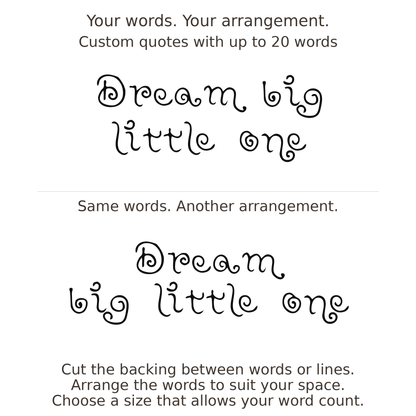 Large readable custom quote guide showing two arrangements with the same letter size