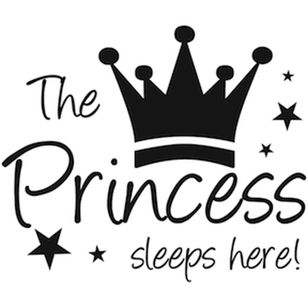 The Princess Sleeps Here Wall Quote Decal — black-and-white design