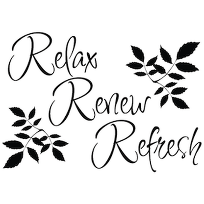 Relax Renew Refresh Wall Quote Decal — black-and-white design