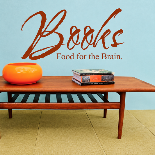 Books Food for the Brain Wall Quote Decal on wall