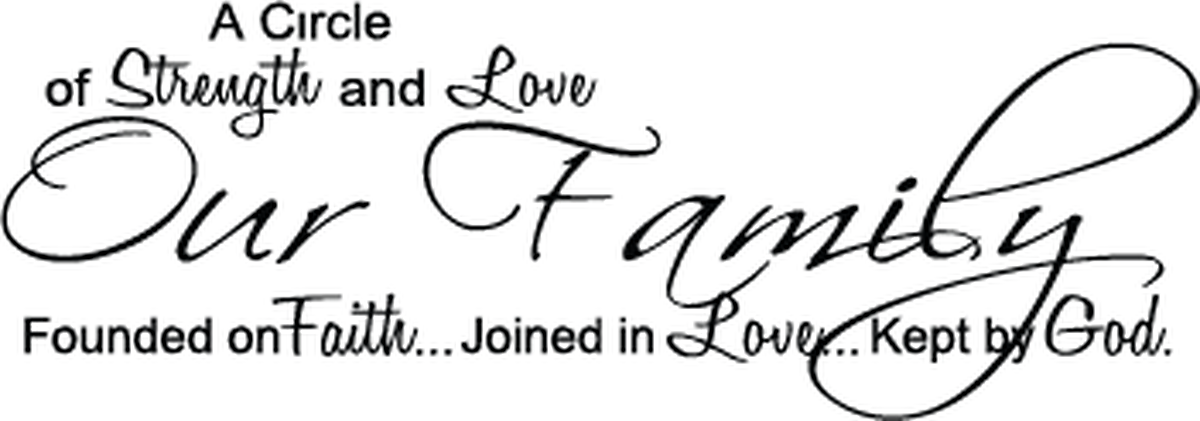 Our Family Circle of Strength and Love Wall Quote Decal — black-and-white design