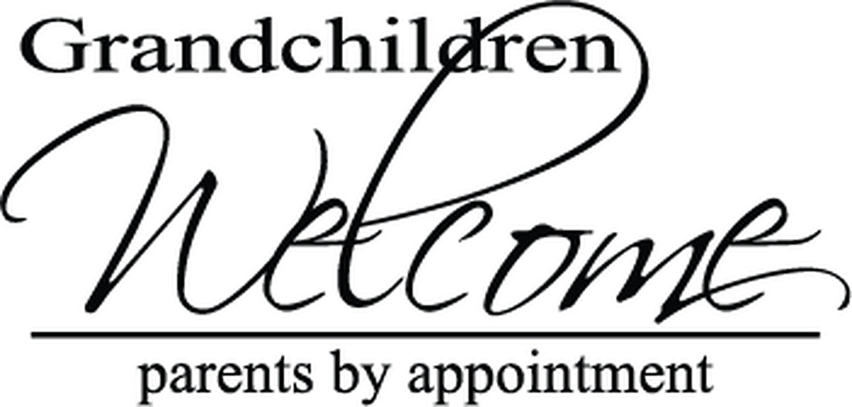 Grandchildren Welcome Parents by Appointment Wall Quote Decal — black-and-white design