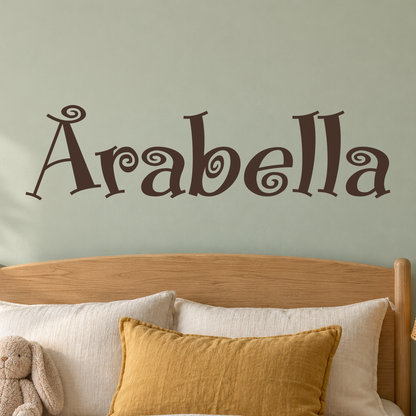 Close-up custom lettering example on a smooth wall