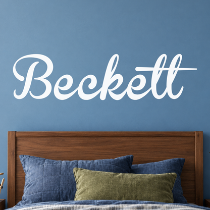 Close-up custom lettering example on a smooth wall