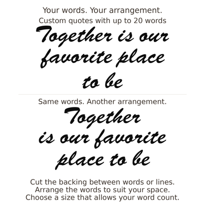 Large readable custom quote guide showing two arrangements with the same letter size