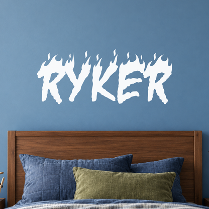 Close-up custom lettering example on a smooth wall